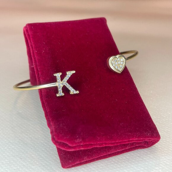 Jewelry - Initial "K" & Heart Bangle Bracelet